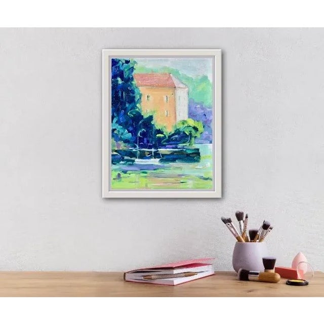 Quiet Places & City Waterways — Venice Boat Original oil painting by L. Haas, 14 x 11 in unframed stretched canvas,...