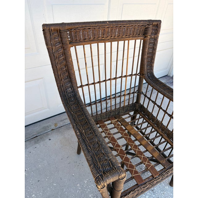Wood Early 20th Century American Wicker Armchair For Sale - Image 7 of 13
