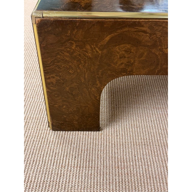 1980s Lacuqered Faux Swirl Walnut Coffee Table For Sale - Image 9 of 12