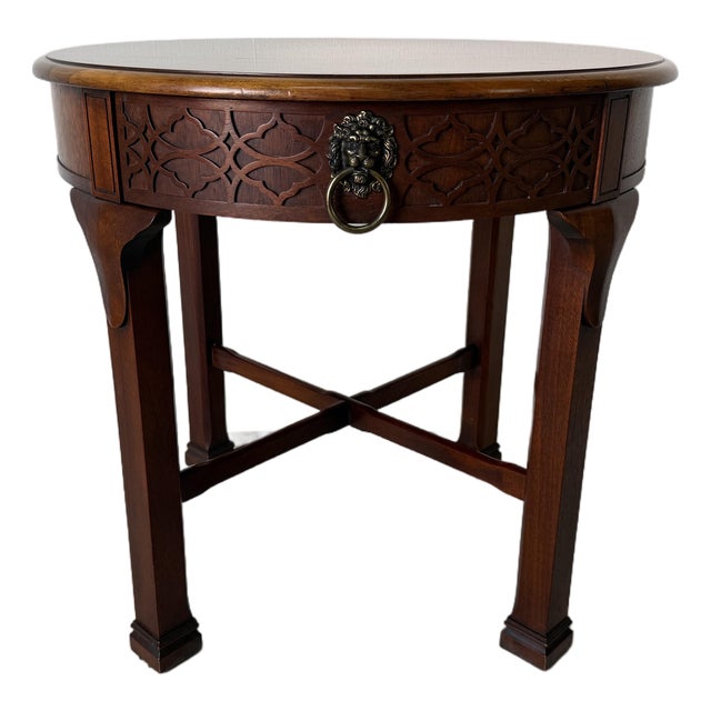 Vintage Hollywood Regency Style Solid Wood End Table by Baker Furniture For Sale