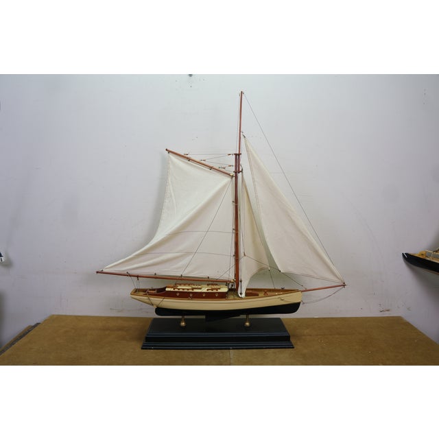 Vintage Nautical Maritime 1920s-1940s Yacht Boat Sailboat Model 36" For Sale - Image 11 of 18