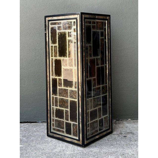 Vintage Eglomise Geometric Glass Pedestal For Sale - Image 12 of 17