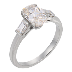 Mid Century Gia 1.52 Carat Old Mine Cut Diamond Platinum Engagement Ring, Size 6.25