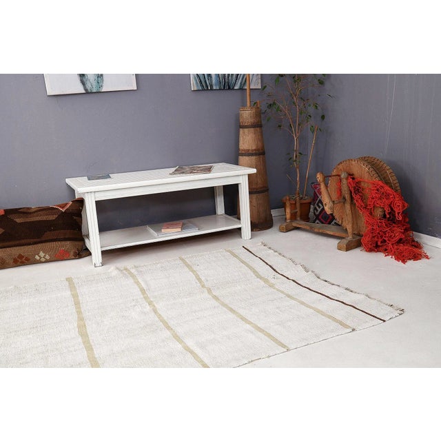Mid 20th Century Striped Vintage Hemp Kilim Rug For Sale In Los Angeles - Image 6 of 7