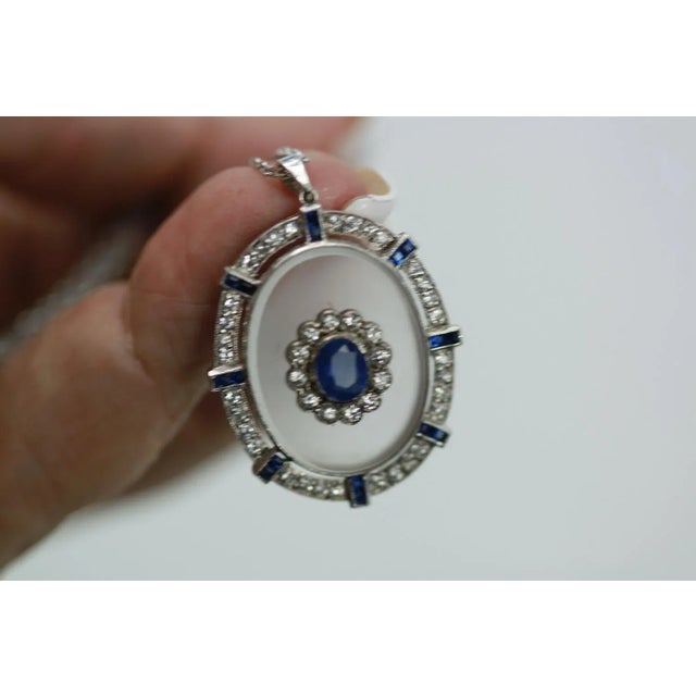 2010s Rock Crystal Pendant Sapphire Diamonds 18k For Sale - Image 5 of 5