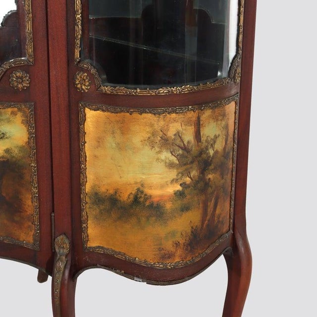 French Antique French Mahogany & Ormolu Vitrine With Vernis Martin Panels Circa 1890 For Sale - Image 3 of 12