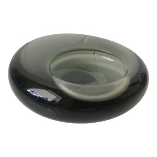 Circa 1959 Per Lütken for Holmegaard Gray Art Glass Asymmetrical Bowl For Sale