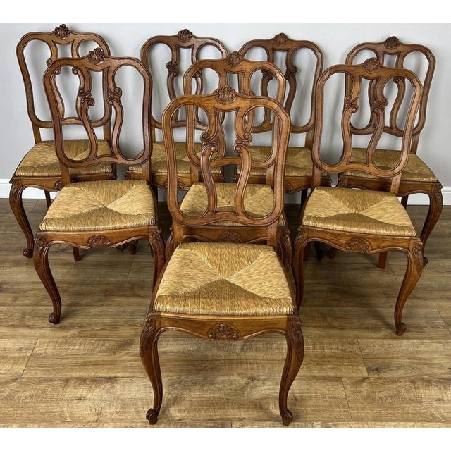 Vintage French Dining Chairs in Oak, Set of 8 For Sale - Image 14 of 14