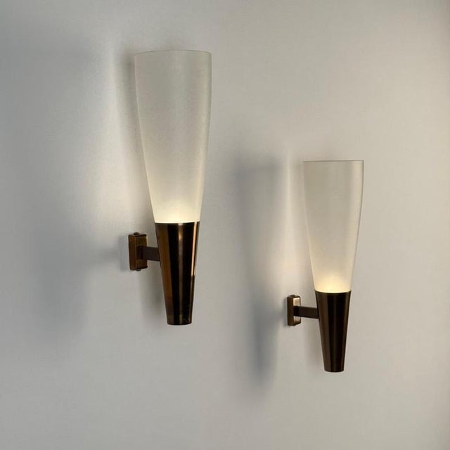 1940s Large Model 1537 Wall Lights by Pietro Chiesa for Fontana Arte, 1940s, Set of 2 For Sale - Image 5 of 17