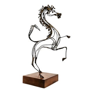 Mid Century Copper Wire Horse Sculpture Russ Shears Attributed For Sale