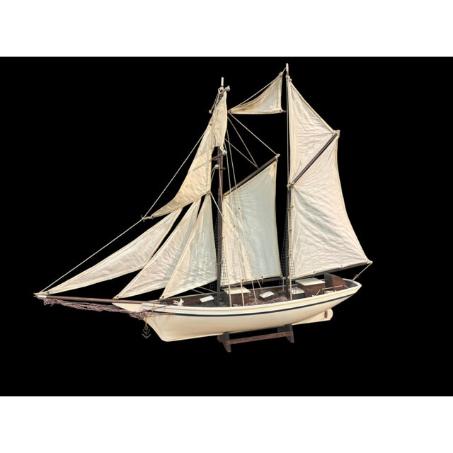 Model Sailboat in Wood and Fabric, 1960s For Sale - Image 10 of 10