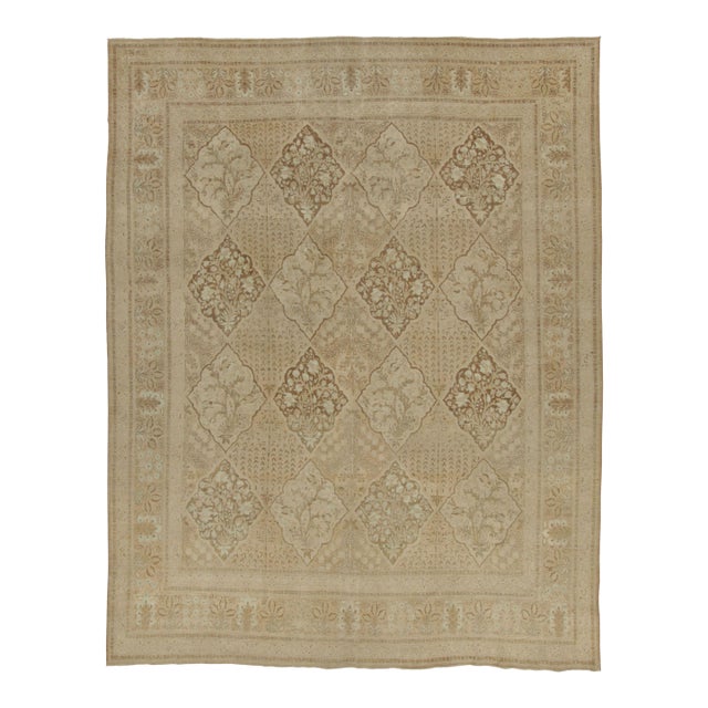 Antique Persian Tabriz Rug With Dense Floral Patterns in Beige - Rug & Kilim For Sale