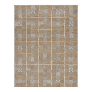 Rug & Kilim’s Scandinavian Style Rug with Brown and Gray Geometric Pattern - 3x12 For Sale