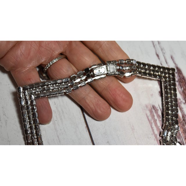 Transparent Vintage American Designer Alexis Kirk Clear and Black Rhinestone Star Necklace Choker For Sale - Image 8 of 17