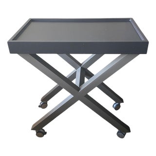 Lacquered Wooden Bar Cart with Tray, Italy, 1980s For Sale
