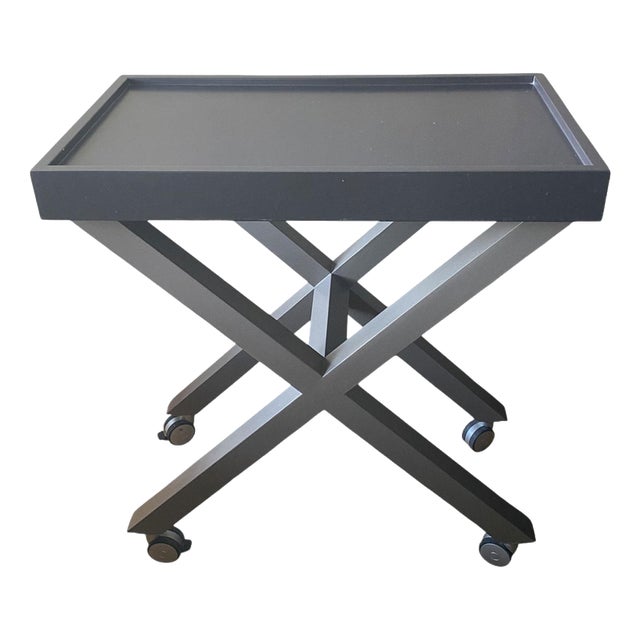 Lacquered Wooden Bar Cart with Tray, Italy, 1980s For Sale