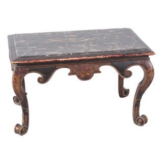 Late 19th Century Rococo Venetian Styled Painted and Japanned Coffee or Cocktail Table Marble Top For Sale
