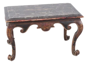 Late 19th Century Rococo Venetian Styled Painted and Japanned Coffee or Cocktail Table Marble Top