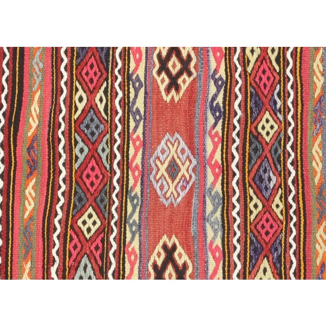 1950s Turkish Kilim. Hand woven with wool on wool foundation in the Oushak region of Turkey. Kilims & Flat Weaves are rugs...