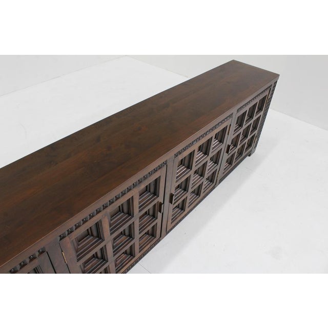 Brown Spanish Brutalist Credenza in Wood, 1960s For Sale - Image 8 of 13