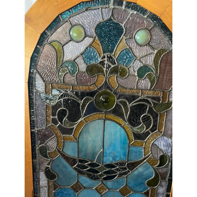 19th Century Victorian Stained Glass Dome Top Window Panel For Sale - Image 4 of 12