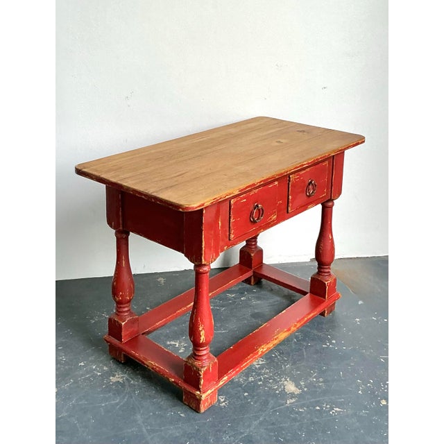 Vintage Ralph Lauren Red Distressed Console Table For Sale - Image 11 of 12
