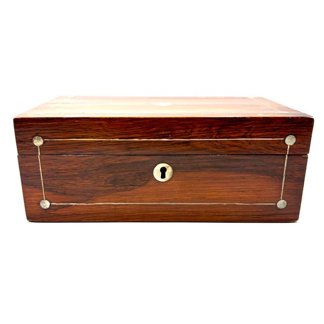 English Antique 19th Century English Rosewood & Mother of Pearl Inlay Box For Sale - Image 3 of 15