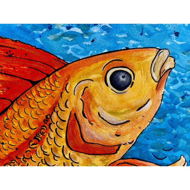 2020s Original Watercolor Painting of My Goldfish For Sale - Image 5 of 7