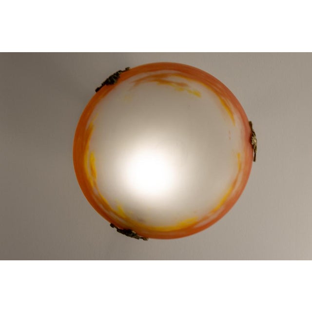 Gold Art Nouveau Pâte de Verre Pendant Light by G.V. Croismare, France, 1920 For Sale - Image 8 of 18