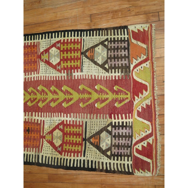 Mid 20th Century Zabihi Collection Throw Size 20th Century Turkish Prayer Kilim For Sale - Image 5 of 5