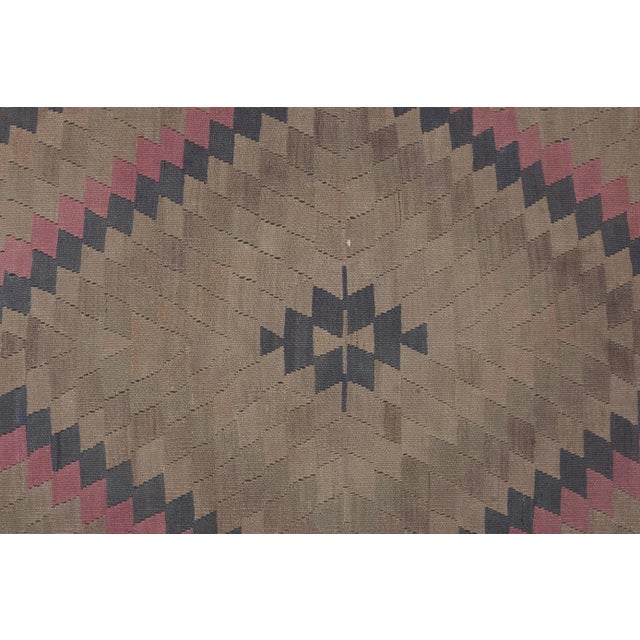 Textile Turkish Faded Geometric Kilim Rug 4'11'' X 11'6'' For Sale - Image 7 of 12