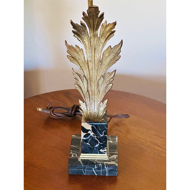 1950s Acanthus Bronze & Portoro Marble Base Table Lamp For Sale In San Francisco - Image 6 of 13