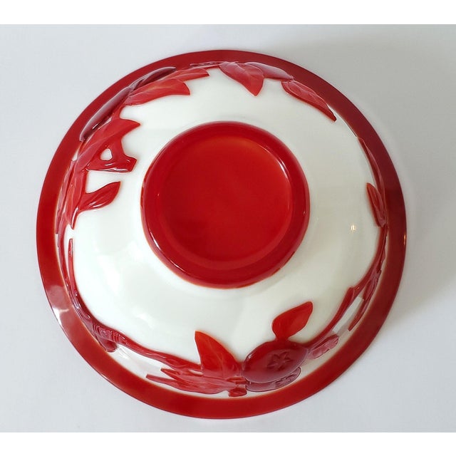 Pair of Antique Chinese Peking Glass Bowls With Carved Red Glass Overlay in the Style of Kangxi or Qing Dynasty. For Sale - Image 11 of 11