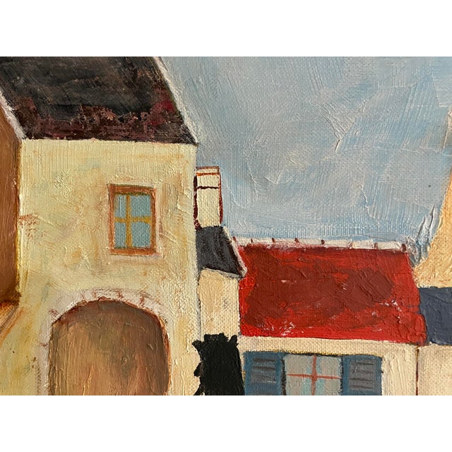 Mid-Century Modern 1960s French Village Oil Painting For Sale - Image 3 of 5