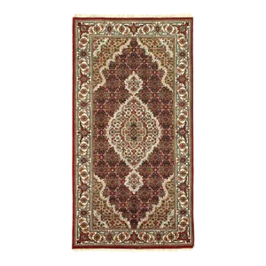 2020s Fine Hand Knotted Silk & Wool Tabriz Runner