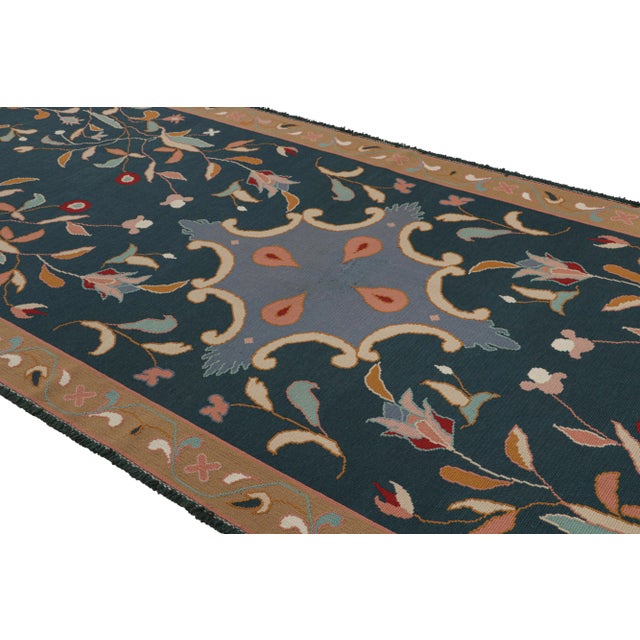 Rug & Kilim Vintage Arraiolos Runner Rug in Blue With Floral Patterns, From Rug & Kilim For Sale - Image 4 of 6