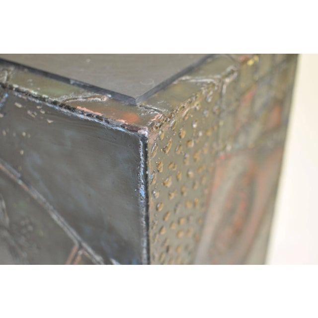 Metal Paul Evans Welded Steel Cube Table For Sale - Image 7 of 9