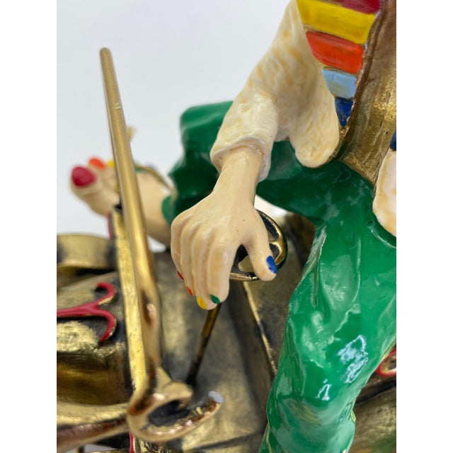Vintage Ronald A. Lee 24k Gold-Plated Hand-Painted Clown in Wind-Up Car Sculpture, C. 1979–1981 For Sale - Image 13 of 15