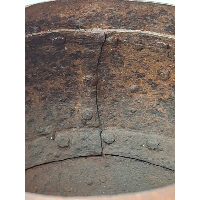 Antique 19th C Hand Forged Wrought Iron Well Bucket Riveted Strap Cauldron For Sale - Image 13 of 17