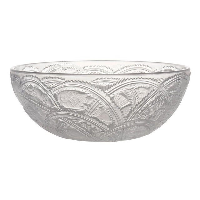 Vintage Lalique Pinsons crystal bowl, circa 1930. This vintage crystal bowl by Lalique is the Pinsons pattern and is...