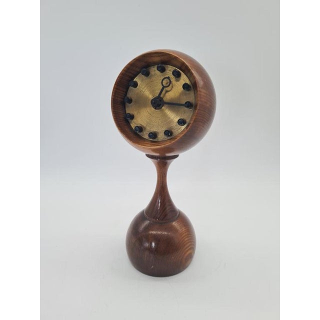 Modern Modern Wooden Table Clock, East Germany, 1960s For Sale - Image 3 of 9
