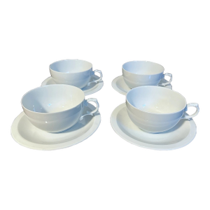 Vintage Mid Century Modern Furstenberg German Porcelain Coffee Cups & Saucers Set - 8pcs