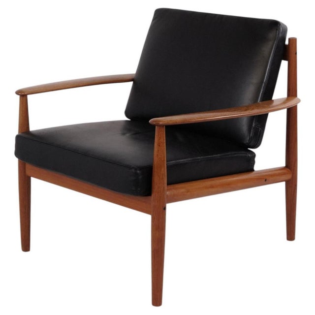 Armchair in Teak and Black Leather by Grete Jalk for France & Søn, 1960s For Sale - Image 12 of 12