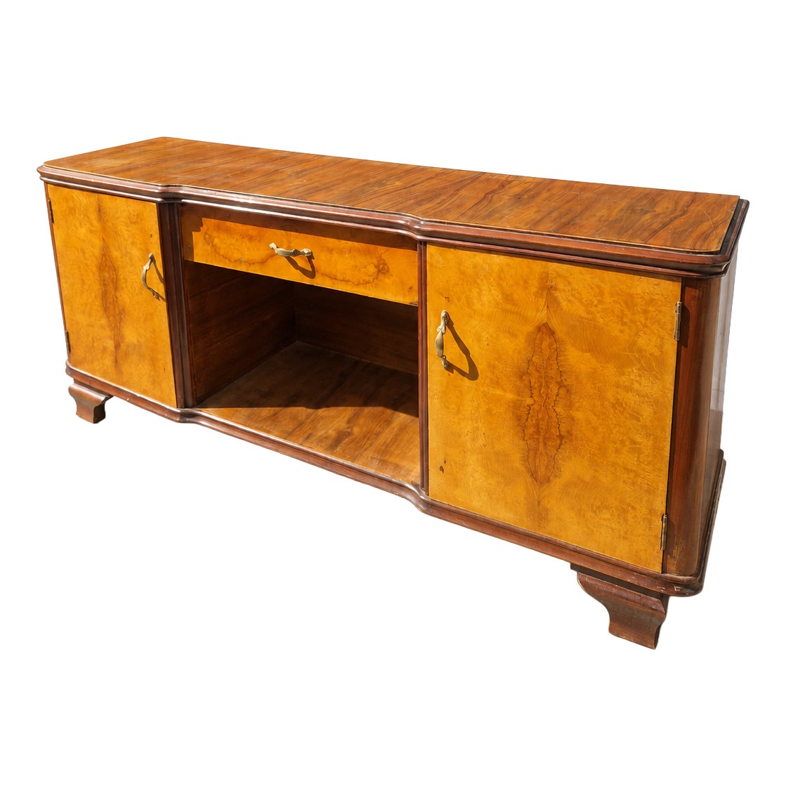Italian Art Deco Walnut Burl Sideboard, 1930s | Chairish
