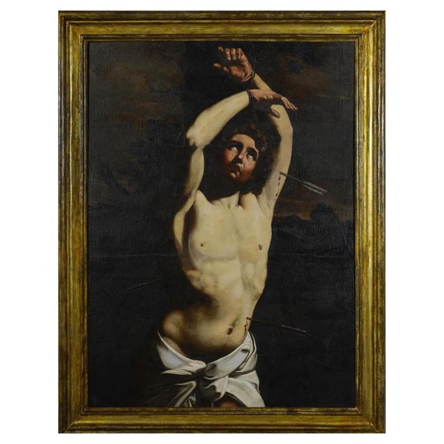 Paint Circle of Guido Reni, Nude, Saint Sebastian, 17th Century For Sale - Image 7 of 7