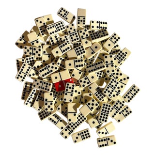 Vintage Black and White Marbleized Dominoes - Large Set of Random Game Pieces For Sale