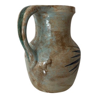 Vintage French Peint À La Main Saint Clément Pitcher Vase For Sale