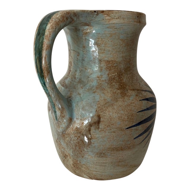 Vintage French Peint À La Main Saint Clément Pitcher Vase For Sale