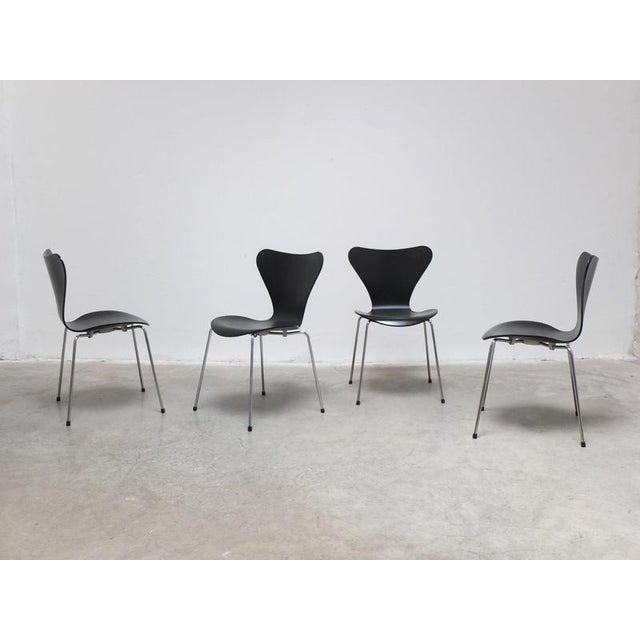 Vintage Black Series 7 Chairs by Arne Jacobsen for Fritz Hansen, 1955, Set of 4 For Sale - Image 11 of 18