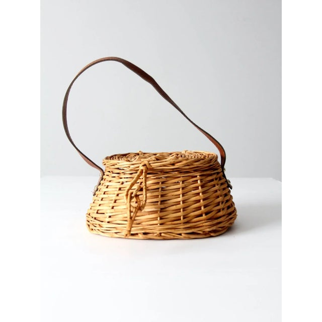 Vintage Wicker Carrying Basket For Sale - Image 9 of 9